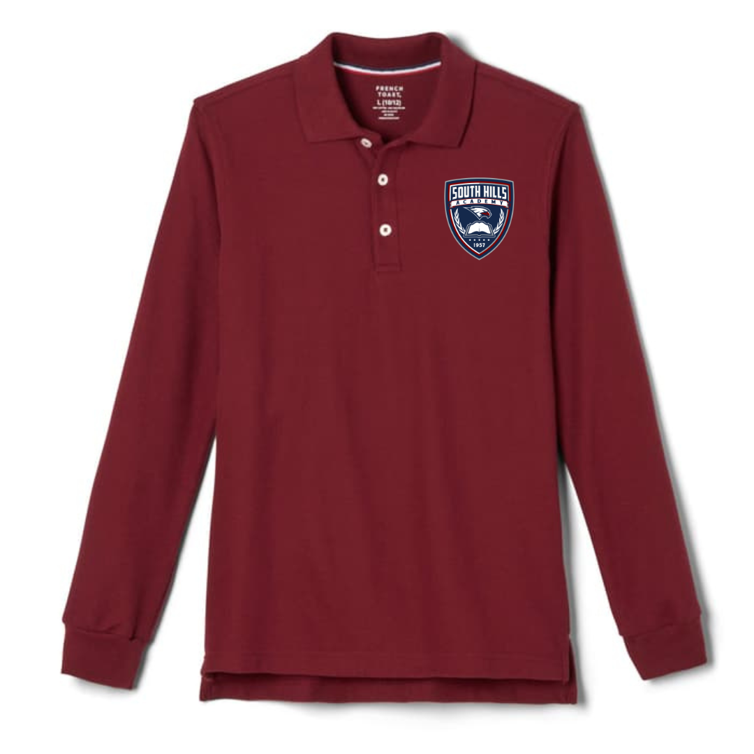 Polo Long Sleeve-Maroon Boys & Girls